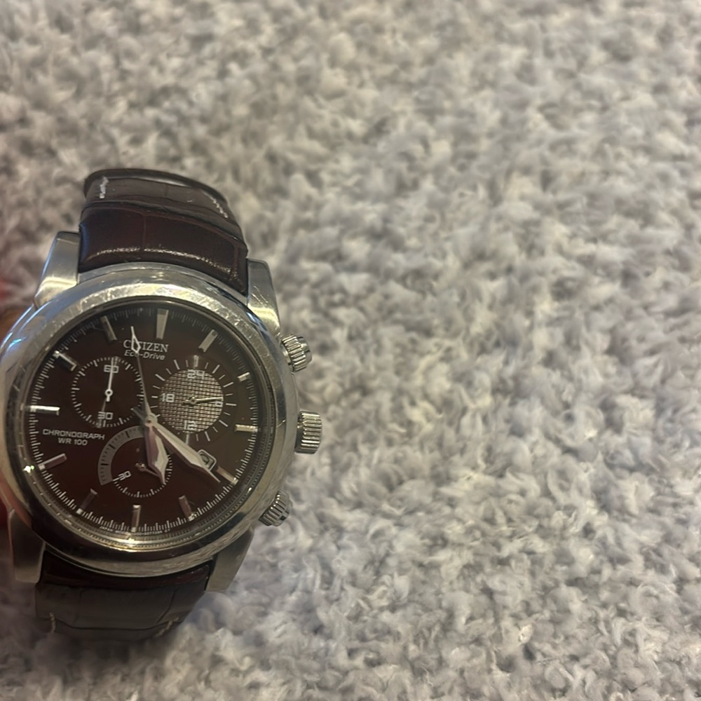 Citizen eco drive chronograph wr100 brown